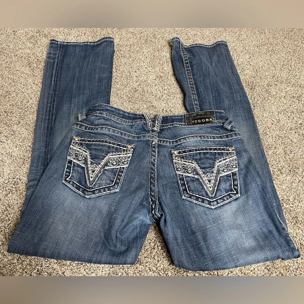 Vigoss Chelsea Boot Cut Jeans Womens 27x33 Blue Denim Embellished